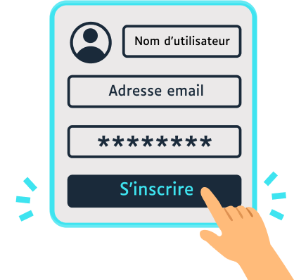 Illustration 2 : entrez votre nom d'utilisateur, votre adresse email et mot de passe pour vous inscrire.